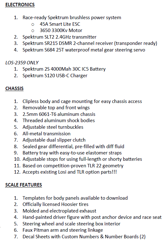 1/10 22S Sprint 2WD RTR, LOSI, LOS-1387,  LOS-2359