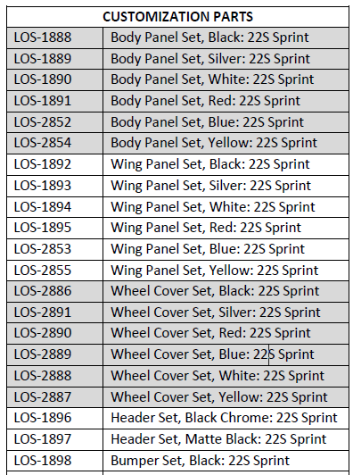 1/10 22S Sprint 2WD RTR, LOSI, LOS-1387,  LOS-2359