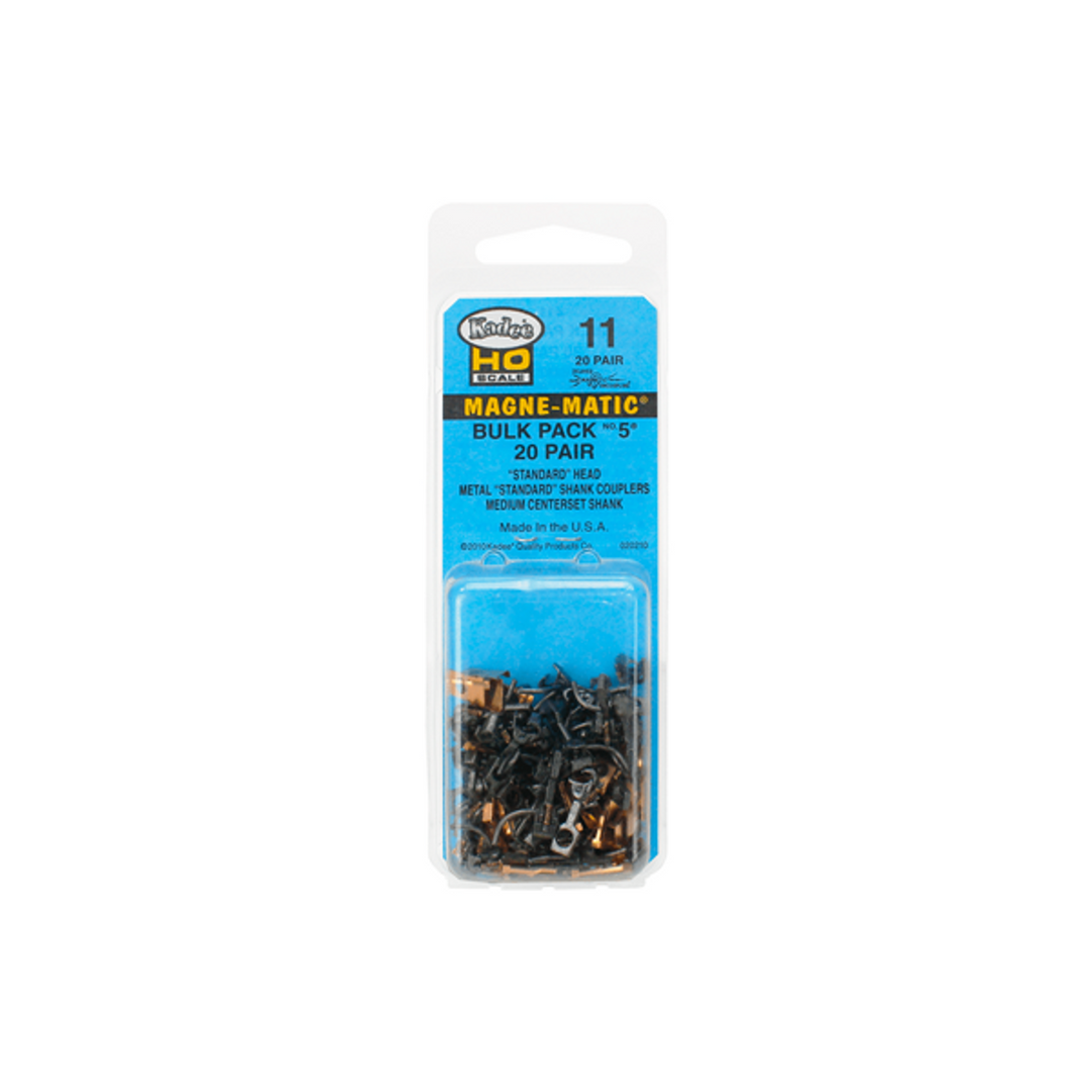 Kadee #11 HO Scale Bulk Pack - 20 pair #5 (NO.5) Metal Couplers - Medium (9/32") Centerset Shank KAD11