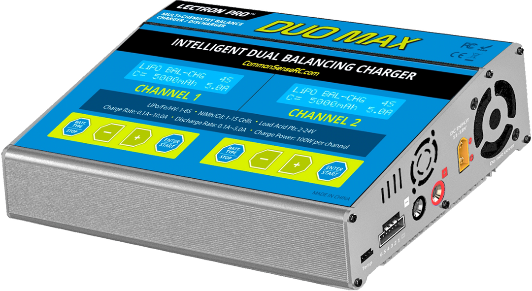 DUO MAX - 200W 10A Two-Port Multi-Chemistry Balancing Charger (Lectron Pro) ACDC-D200
