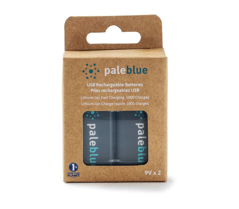 Pale Blue Lithium Ion Rechargeable 9V Batteries 2pk PBLPB9VC
