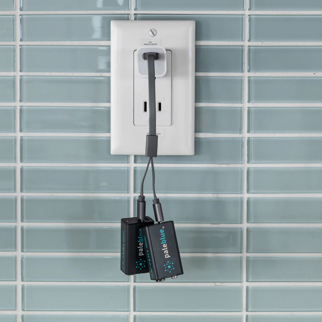 Pale Blue Lithium Ion Rechargeable 9V Batteries 2pk PBLPB9VC