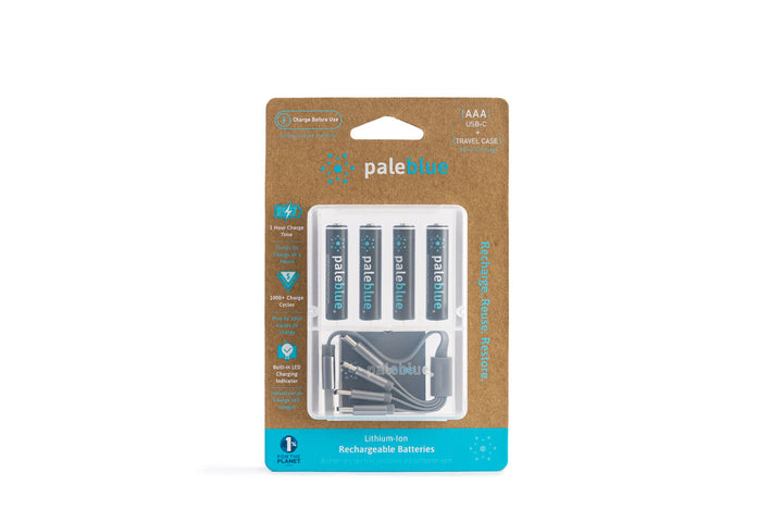 Pale Blue Lithium Ion Rechargeable AAA Batteries 4pk PBLPBAAAC