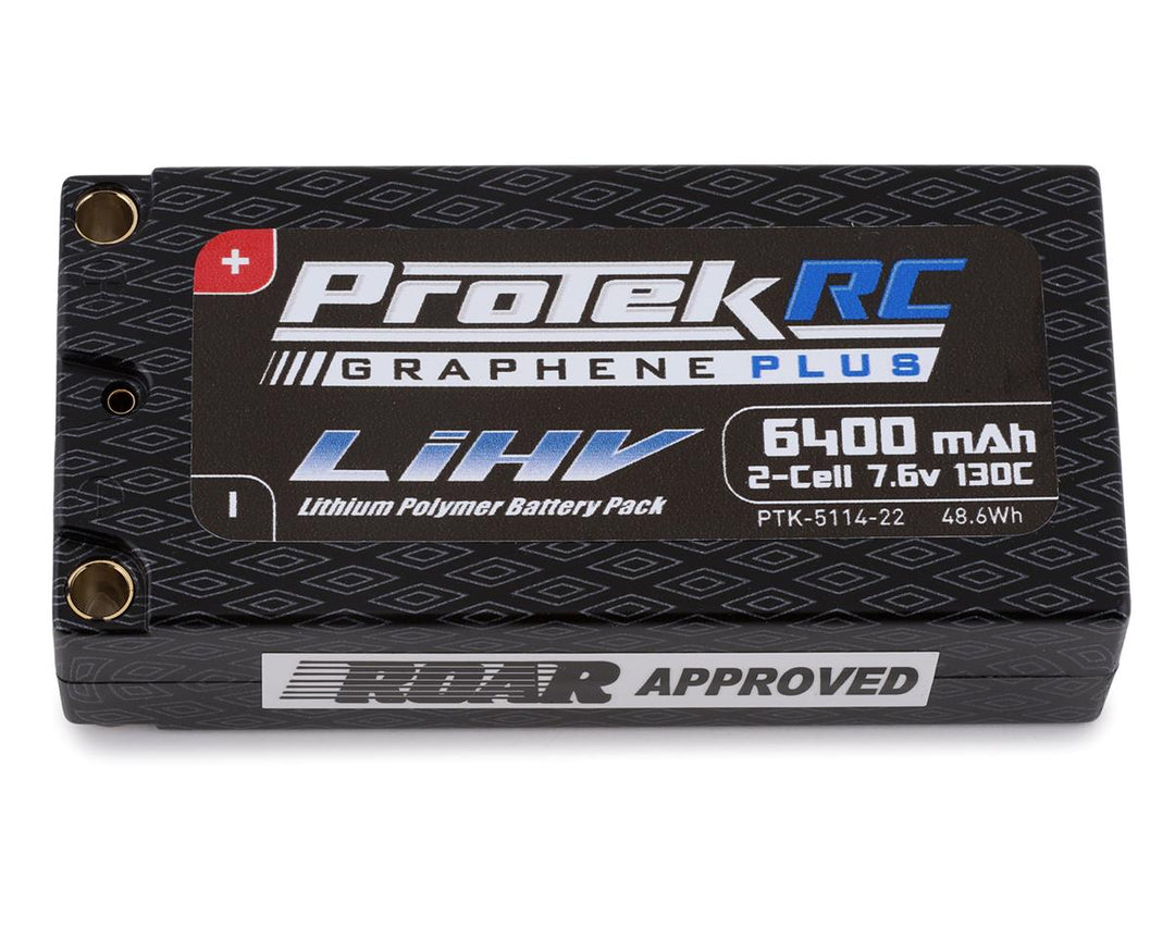 ProTek RC 2S 130C Low IR Si-Graphene + HV Shorty LiPo Battery (7.6V/6400mAh) w/5mm Connectors (ROAR Approved) PTK-5114-22
