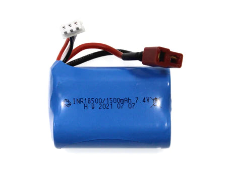 Li-Ion 7.4V 1500mAh Battery Pack (TYPE 18500) w/T-Plug for BlackZon Slyder
