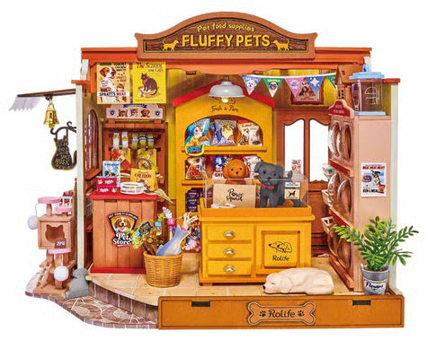Robotime Rolife Fluffy Friends Store DIY Miniature 3D Wooden Model Kit ROEDG185