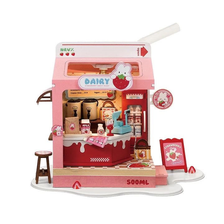 Rolife Food Box Shop, Strawberry Milk Box Robotime DS034