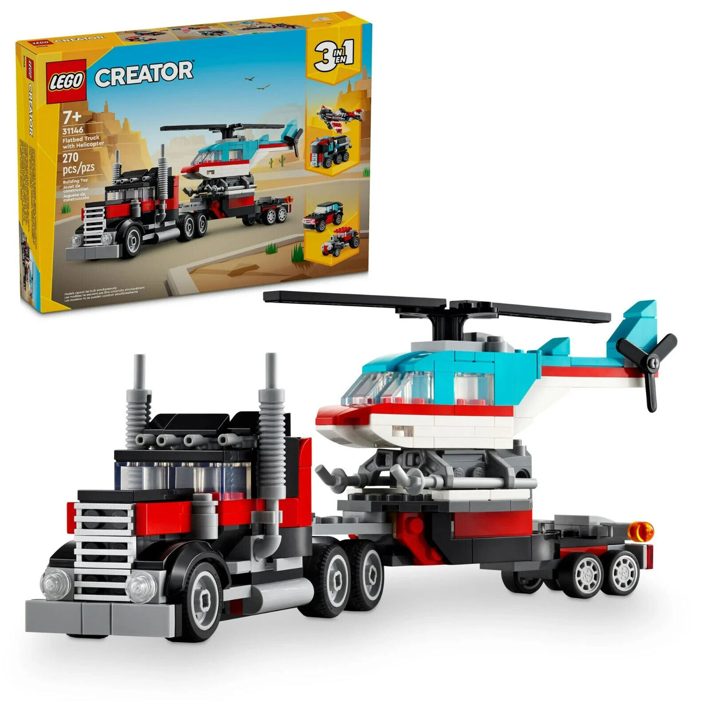 Flatbed Truck with Helicopter LEGO 31146