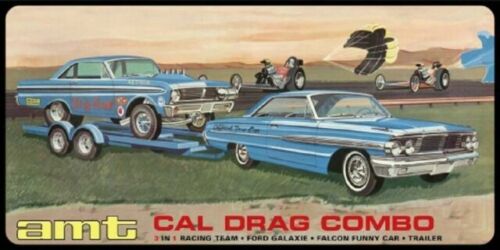 AMT Cal Drag Combo 1964 Galaxie, AWB Falcon & Trailer 1:25 Scale Model Kit