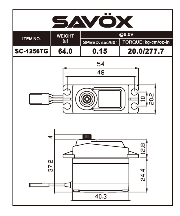 SAVSC 1256TG Savox SC-1256TG Standard Digital "High Torque" Titanium Gear Servo