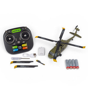 Rage R/C Hero-Copter BL, 4-Blade Brushless RTF Heli; Army RGR6150
