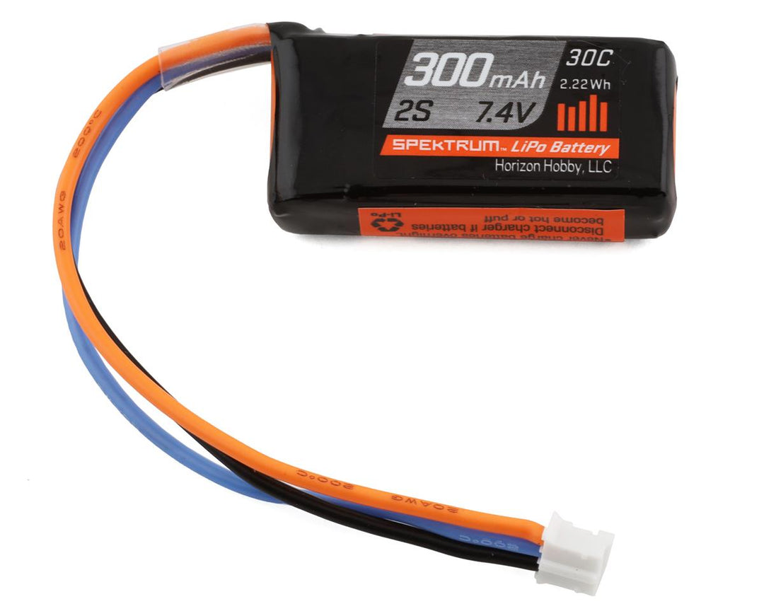 300mAh 2S 7.4V 30C LiPo Battery; PH Connector Spektrum SPMX3002S30
