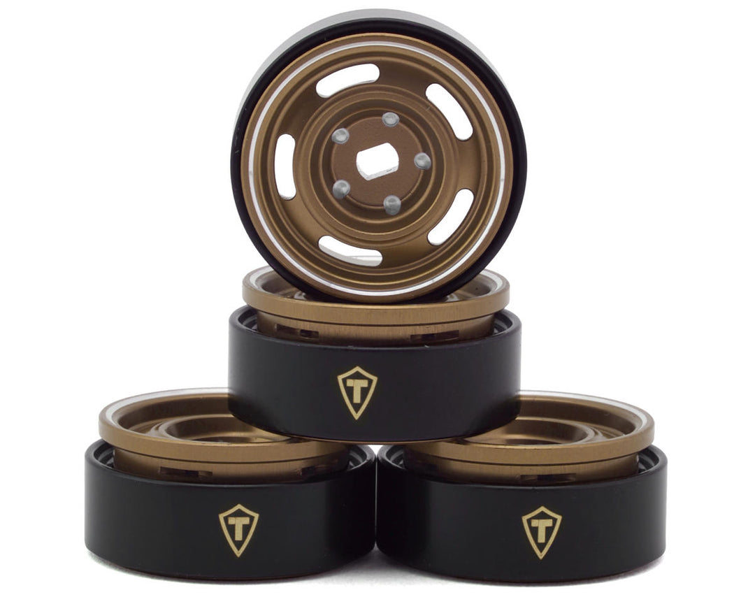 Treal Hobby 0.7" 5-Slot Aluminum Micro Rock Crawler Beadlock Wheels (Bronze) (4) (8g ea)