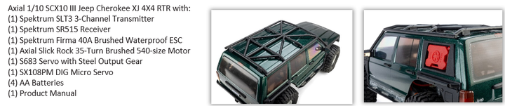 1/10 SCX10 III Jeep Cherokee XJ 4X4 RTR Axial AXI-2037T1 (GREEN) // AXI-2037T2 (WHITE)