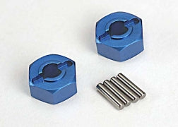 TRA 1654X TRAXXAS 1654X  Wheel hubs, hex (blue-anodized, lightweight aluminum) (2)/ axle pins(4)