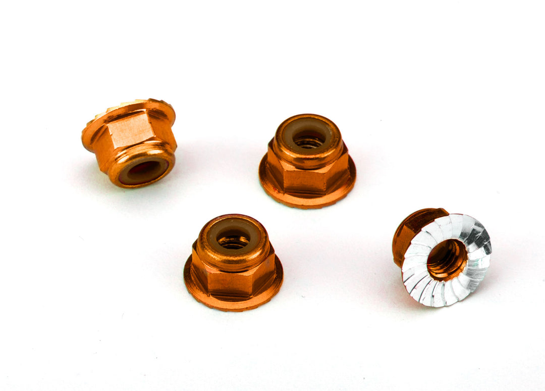 NUTS 4MM FLANGED LOCK ORANGE TRA1747T