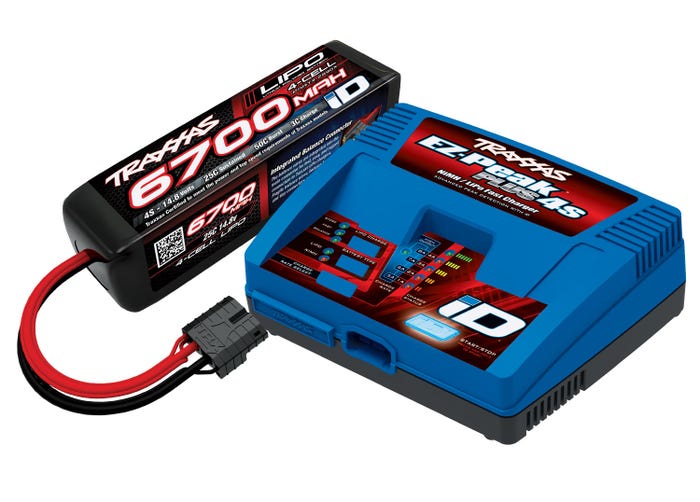 4S LIPO COMPLETER 2981 iD® charger & 2890X 6700mAh 14.8V 4-cell 25C LiPo battery Traxxas 2998