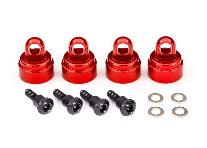 TRA 3767X Alum. Shock Caps, red (4): Fit