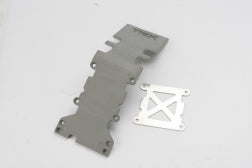 TRA 4938A TRAXXAS 4938A  Skidplate, rear plastic (grey)/ stainless steel plate