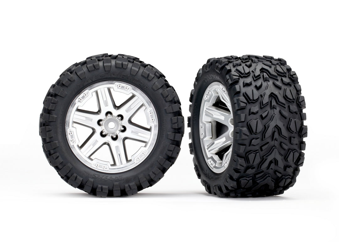 Tires & wheels, assembled, glued (2.8") (RXT satin chrome wheels, Talon Extreme tires TRA6773R