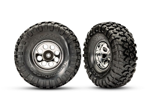 Tires and wheels, assembled, glued (2.2" classic chrome wheels, Canyon Trail 5.3x2.2" tires TRA8184