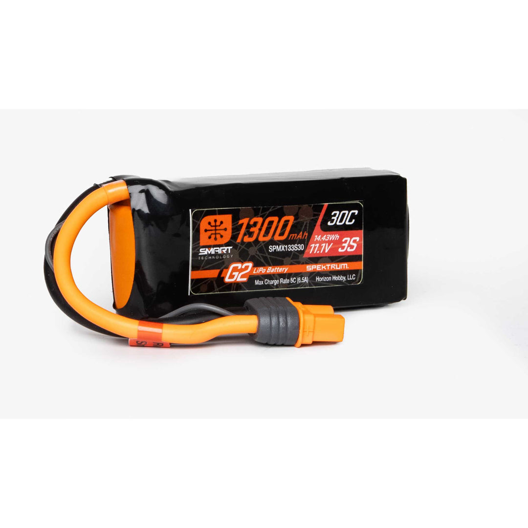 11.1V 1300mAh 3S 30C Smart G2 LiPo Battery Spektrum SPM X133S30