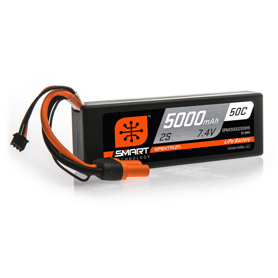 5000mAh 2S 7.4V 50C Smart LiPo Hardcase Spektrum SPMX50002S50H5