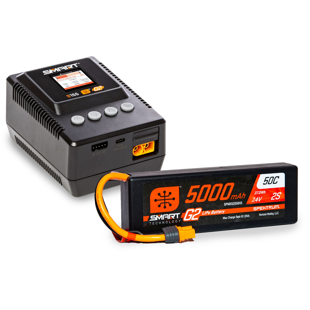 Smart G2 Powerstage Surface Bundle: 2S 5000mAh LiPo Battery / S155 Charger Spektrum SPMXBCB1
