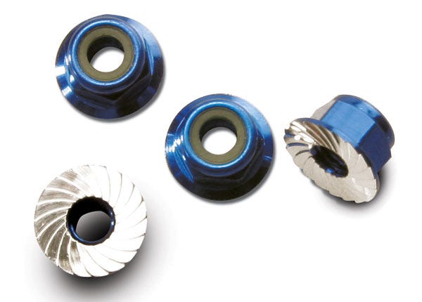 TRA 1747R Nuts, 4mm (4) Blue Alum:VXL